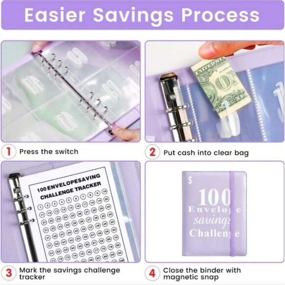 100 Envelopes Money Savings Challenge Binder Budget - Picture 7 of 7